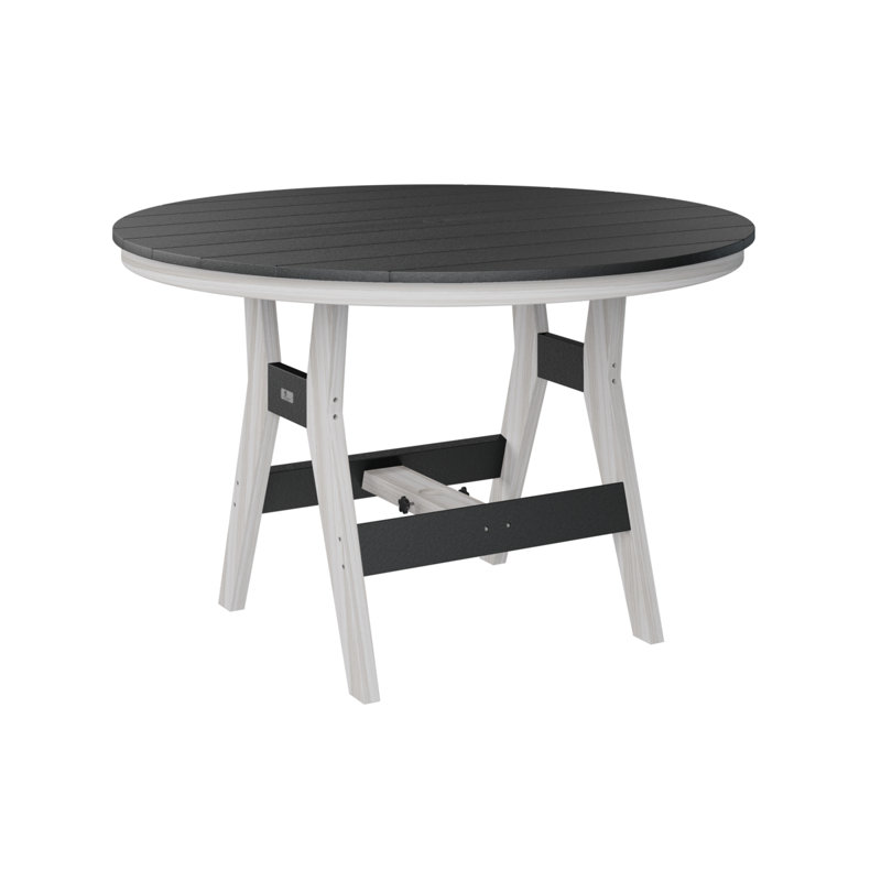 Harbor Outdoor Round Bar Table, Seashell, Black
