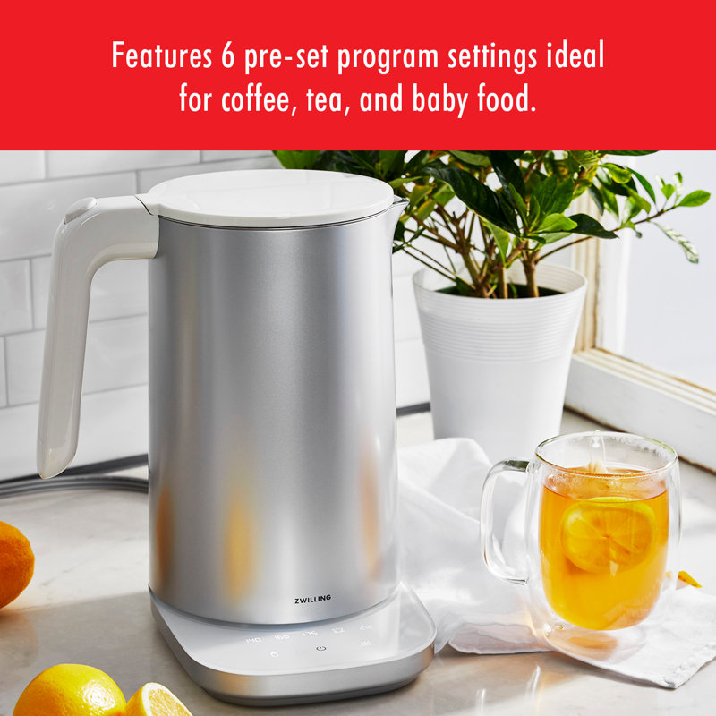 Zwilling Enfinigy 1.59-qt Cool Touch Stainless Steel Pro Electric Tea Kettle, Silver