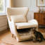 Fauteuil simple ovale pour animal de compagnie en velours blanc avec coussin confortable et inclinable ergonomique-1535723895