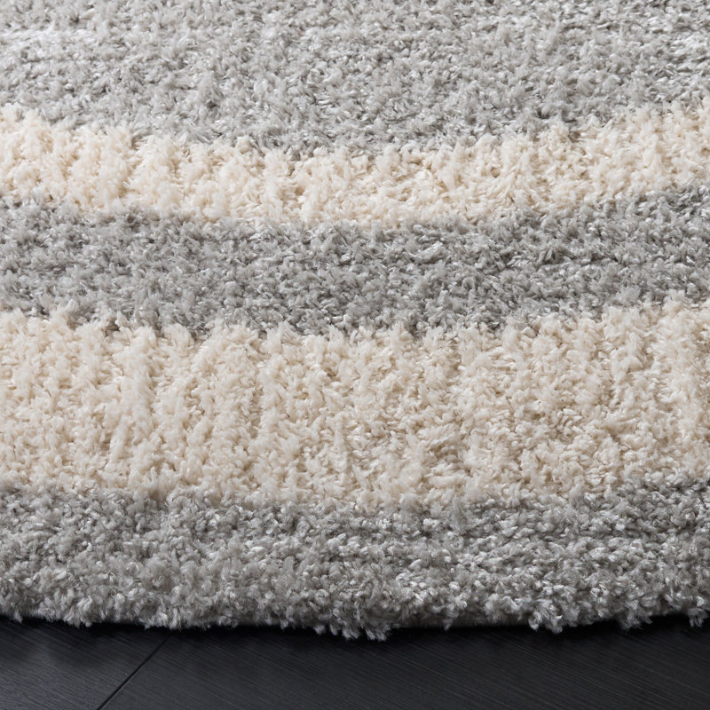 Gemma Shag 608 Performance Geometric Rug, Round 6'7"