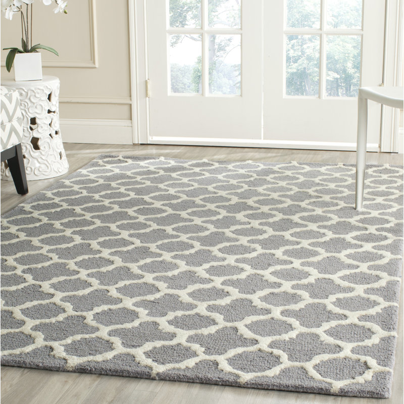 SantaMonica Geometric Wool Hand Hooked Area Rug, Rectangle 122 x 183 cm