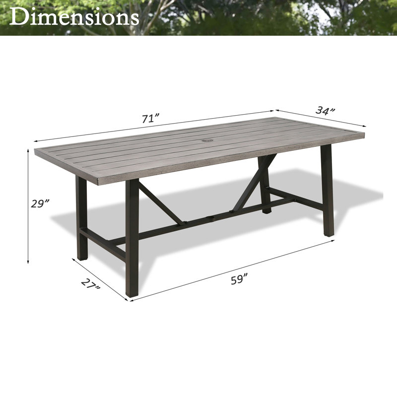 Patio Metal 71" L Rectangular Dining Table