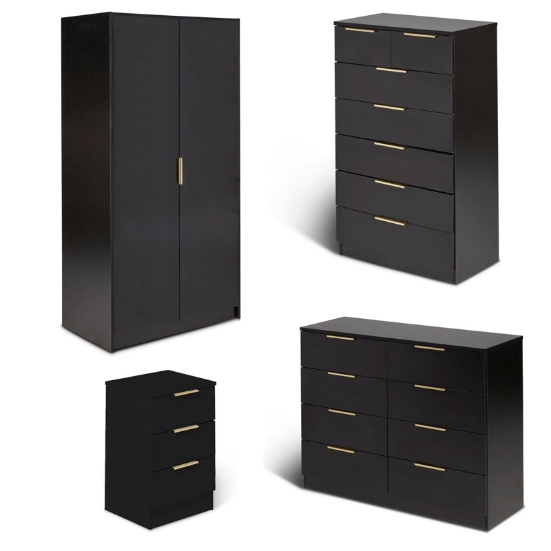 Glenhaven Wardrobe And Drawers Bedroom Set, Black