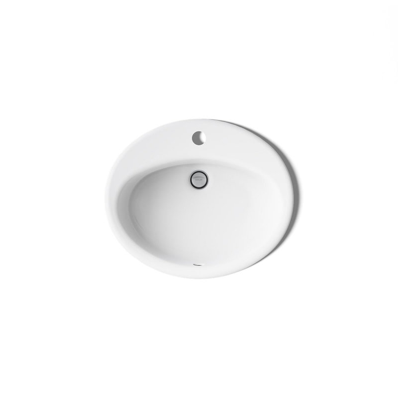 Farmington Metal Oval Drop-In Bathroom Sink with Overflow, White