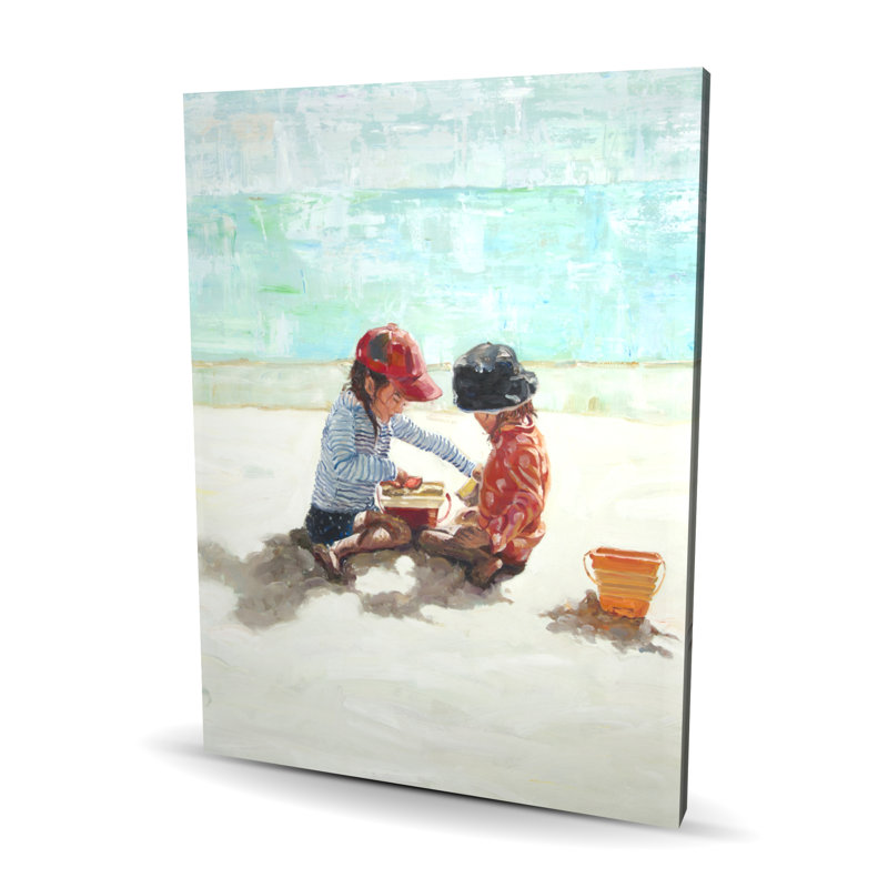 Petites filles à la plage - décor de toile figurative marine