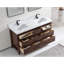 60" EBONY DOUBLE SINK VANITY DARK FINISH WITH WK-60D TOP 2" THICK WHITE NATURAL TOP-418020047-418020053
