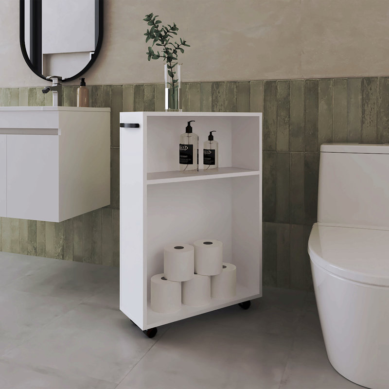 Chariot de rangement à roulettes, conception compacte et polyvalente pour faciliter l'organisation de la salle de bain et de la maison, blanc
