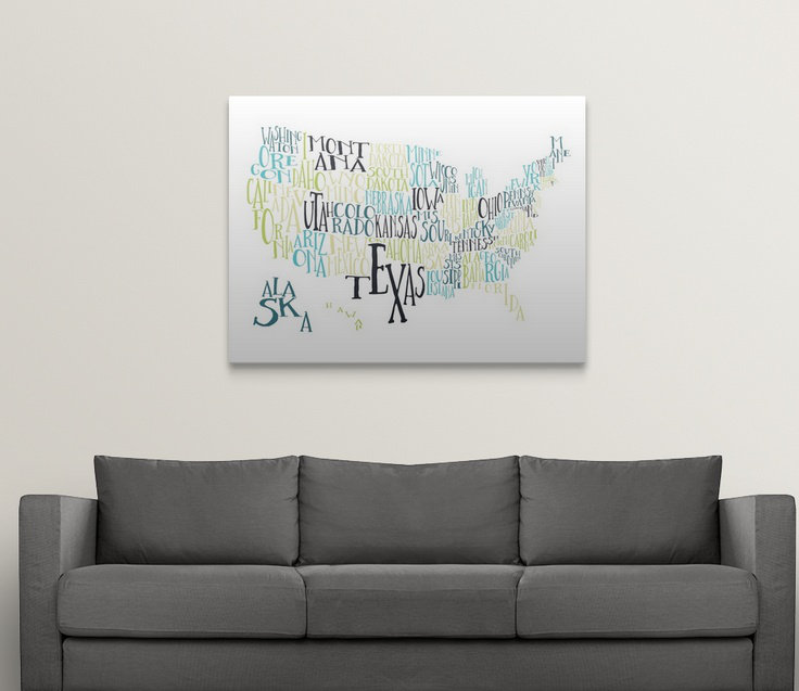 « bleu lime, carte de typographie », art textuel, H 27 po x l 36 po x P 1,5 po, Toile tendue
