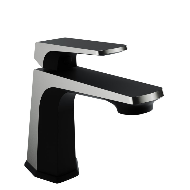 Single-handle Bathroom Faucet with Drain Assembly, Matte Black/Brushed Nickel