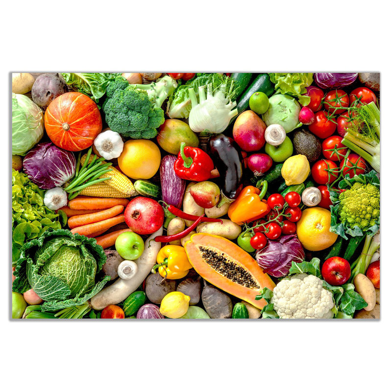 Fresh Fruits And Vegetables Kitchen - Wrapped Canvas Print, 20cm H x 31cm W