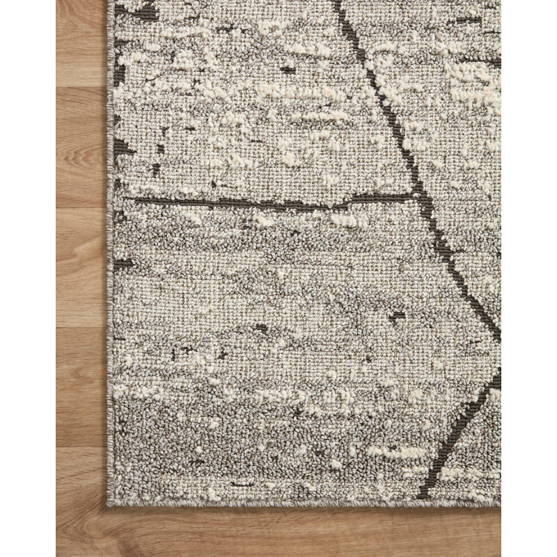 Moroccan Machine Made Power Loom Polyester Area Rug in Gray/Charcoal, Rectangle 9'2" x 13'