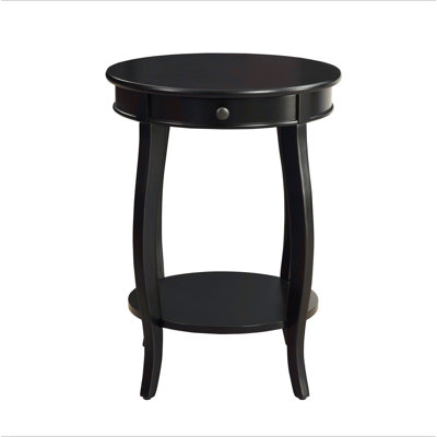 Table d'appoint ronde avec 1 tiroir et rangement ouvert