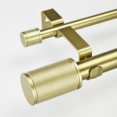  Azura Adjustable Double Gold Drapery Rod With Finials