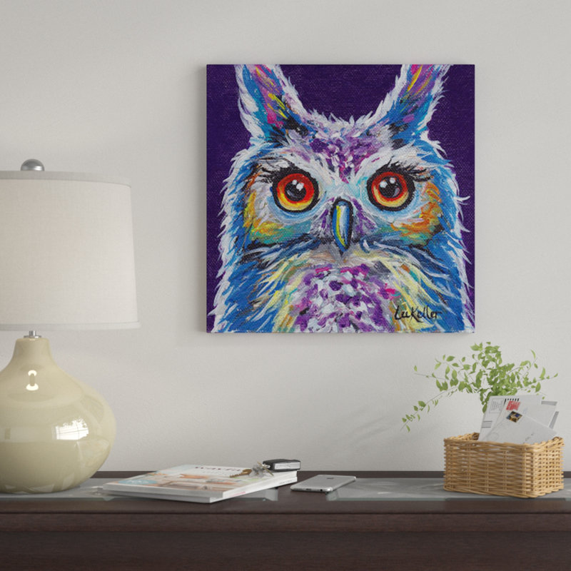« sasha the hibou » par hippie hound studios, reproduction d’impression sur toile tendue, H 26 po x l 26 po x P 1,5 po