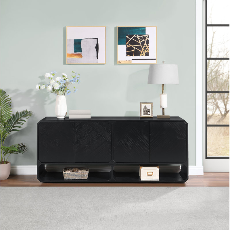 Parker 68.5'' Solid Wood Sideboard, Black