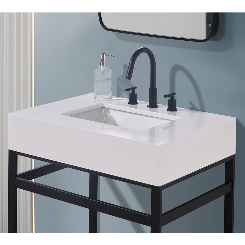 30" Snow White Ceramic Bathroom Vanity Top with Sink