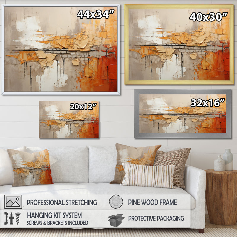 Gauvain Orange Impressions I, Toile tendue, H 34 po x l 44 po x P 1,5 po