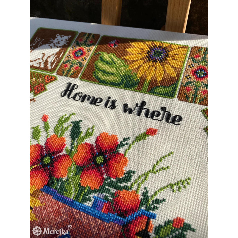 Trousse de broderie au point de croix comptée « Home Is Where the Cat Is » de Merejka K-220