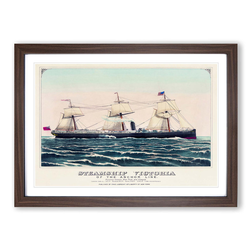 Steamship Victoria of the Anchor Line - Picture Frame Art Print, Walnut Framed, 27cm H x 36cm W x 2cm D