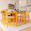 Ensemble de table de salle à manger 60 pièces 5 pièces avec tablettes de rangement à 3 niveaux et 4 chaises rembourrées Farmhouse-793751606
