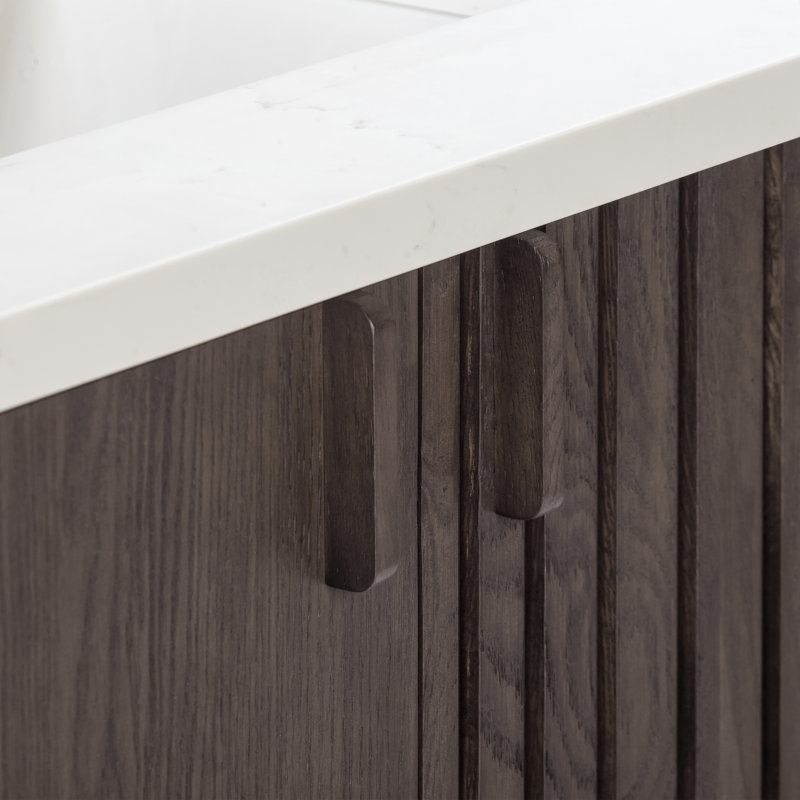 Blakely 72" Free Standing Double Bathroom Vanity with Quartz Top, Brown, Black, 73"