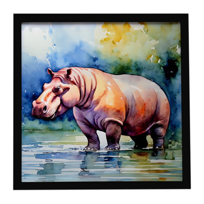 Hippopotamus Framed Metal Print