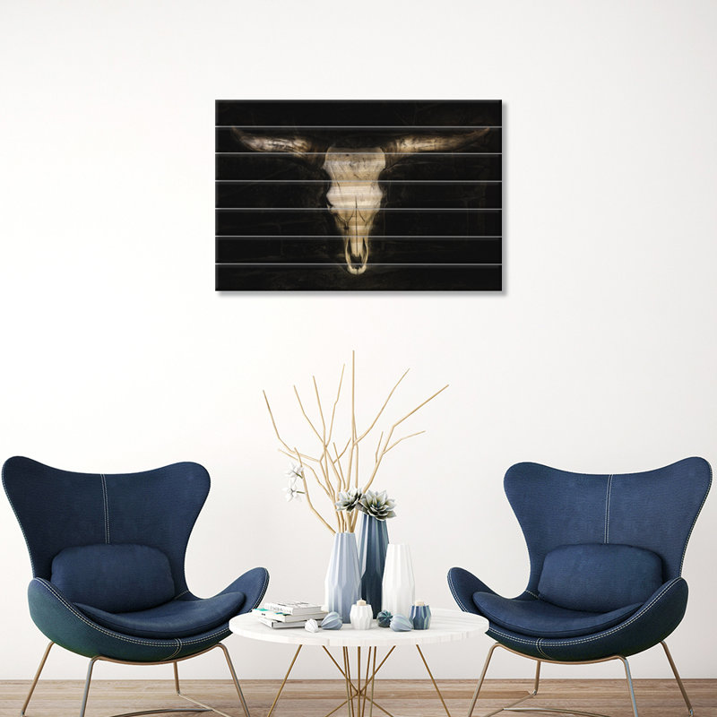 Motif crâne de vache, L 40 po x H 26 po