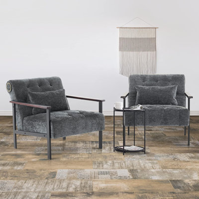 Chenille Seat Reception Chair with Metal Frame, Ergonomics Lounge Chair