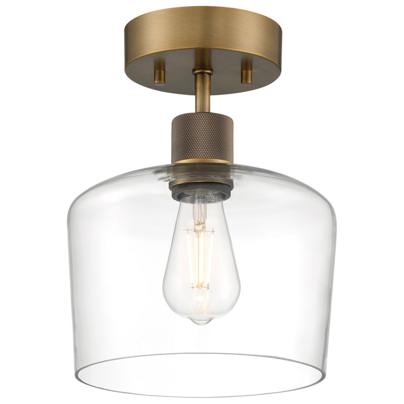 Southglenn Glass Semi Flush Mount, Antique Brushed Brass