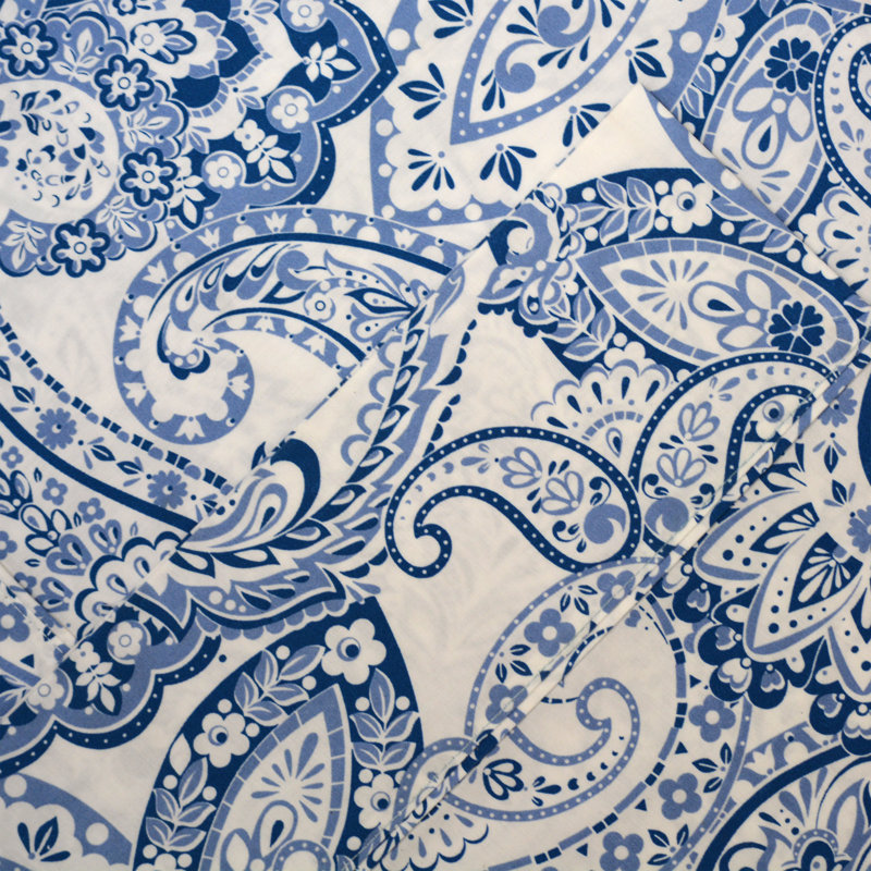 Pointehaven 200TC Percale 100% Cotton Deep Pocket Sheet Set, Blue Paisley, King Sheet Set
