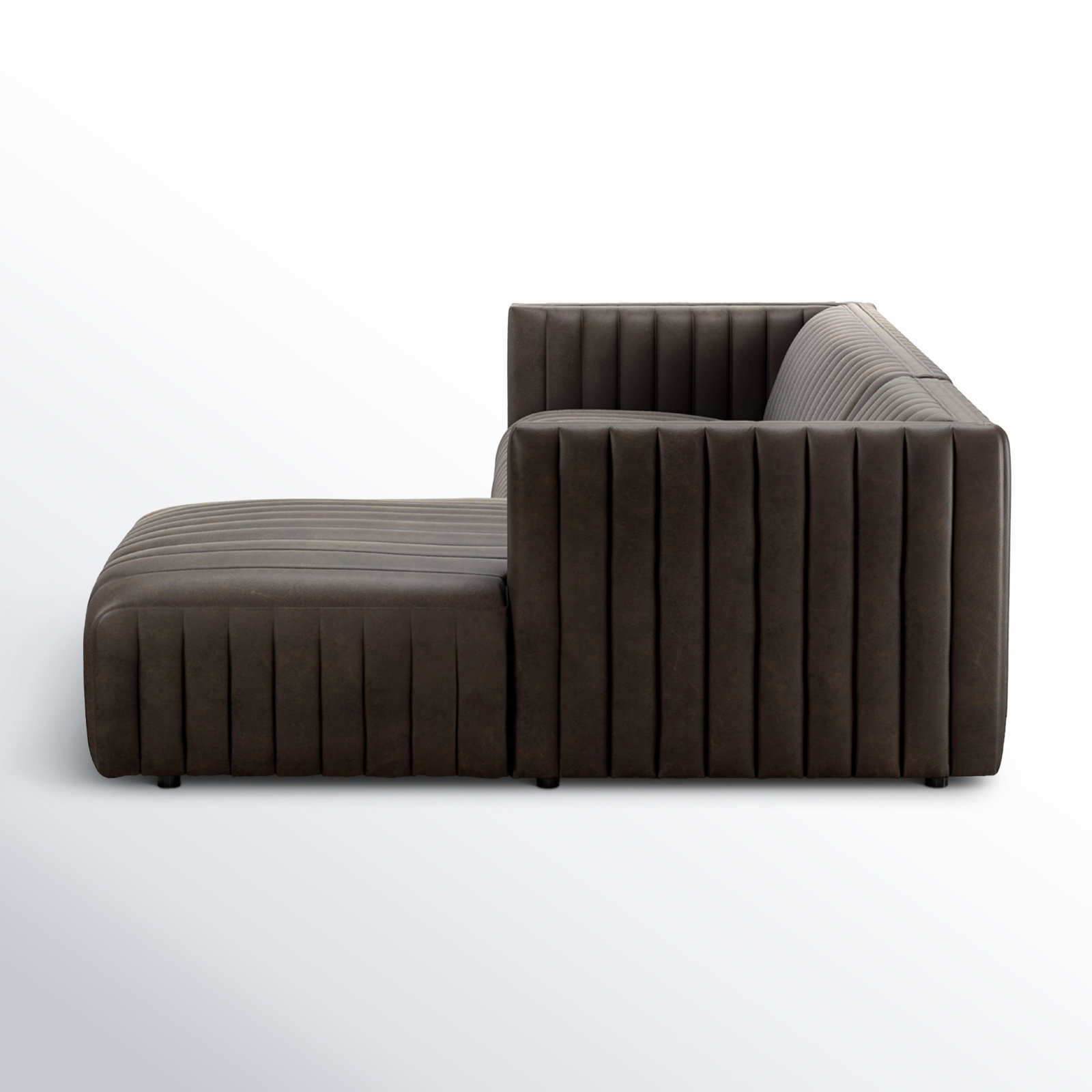 Brandt Upholstered Chaise L-Sectional, Deacon Wolf Genuine Leather, Right Hand Facing, 26.5" H x 105" W x 64" D