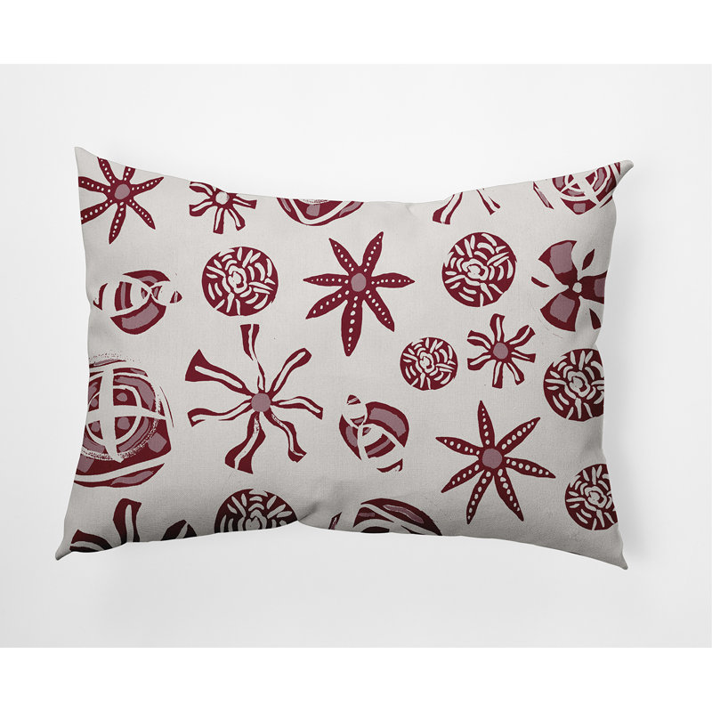 Geometric Outdoor Reversible Throw Pillow, Maroon