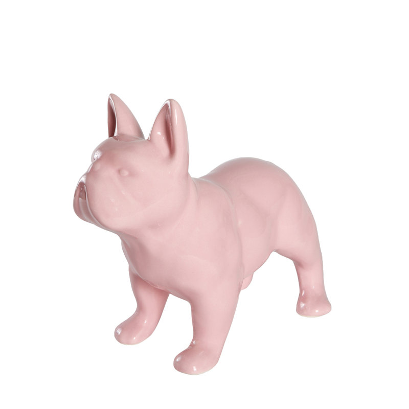 Figurine Rideau, Rose brillant, H 7,87 po x l 9,84 po x P 4,13 po, Bouledogue