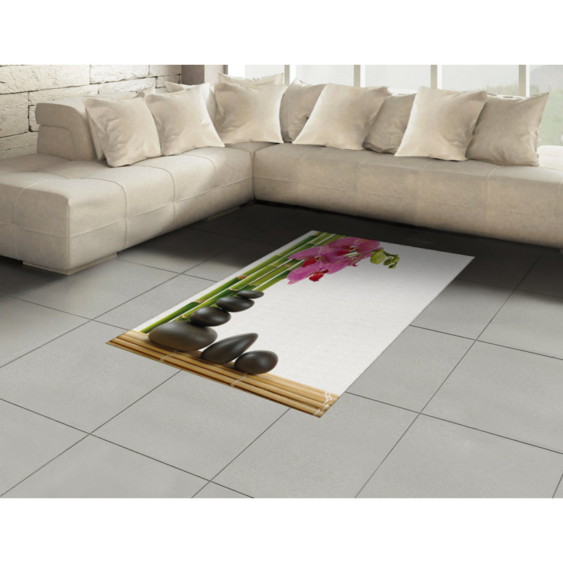 Spa Themed High Density Long Fiber Poly Threads Decorative Area Rug Carpet, Rectangle 4' x 5'8"