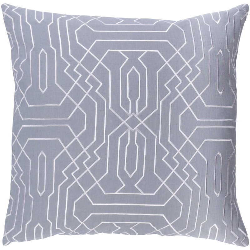 Ridgewood Geometric Throw Pillow, 20" H x 20" W x 4" D, Medium Gray/White, Down