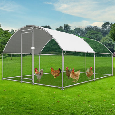 Chicken Coop Metal Large Chicken Run for Yard Chicken Pen Outdoor Heavy Duty Poultry Cage with Waterproof and Anti-Ultraviolet Cover for Outdoor Farm Use