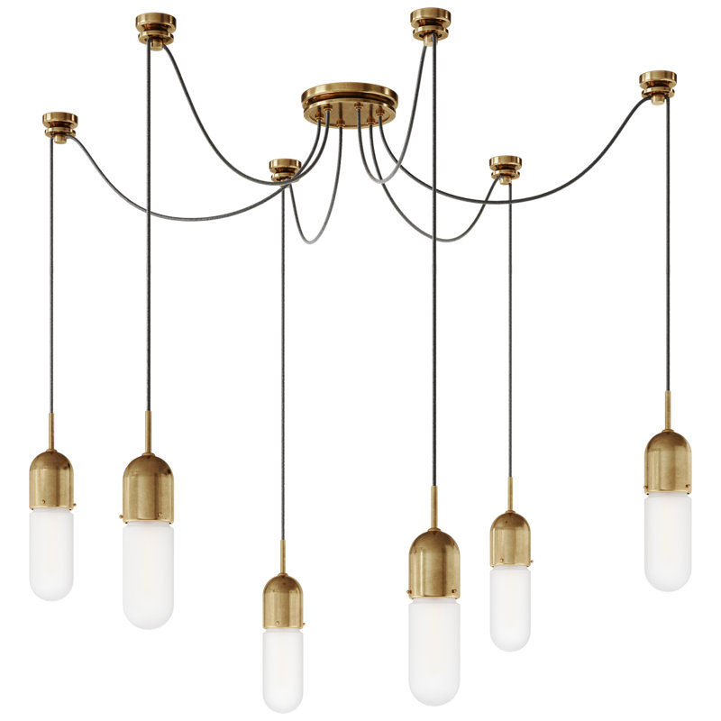 Junio 6 - Light Chandelier, Frosted, Polished Nickel