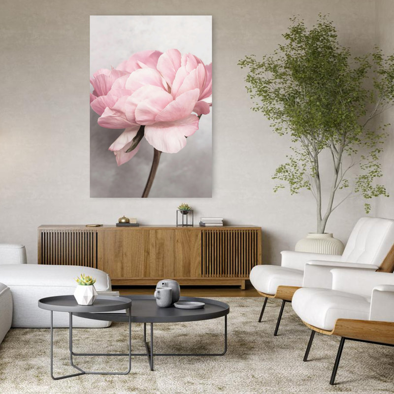 Peony Bloom, art mural contemporain abstrait, H 48 po x l 32 po