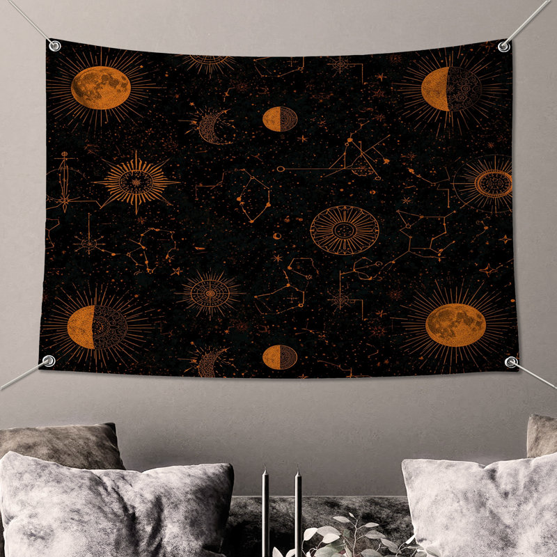 Tapisserie «Celestial Borps Constellations» - Astrologie murale, H 68 po x l 80 po avec 4 œillets