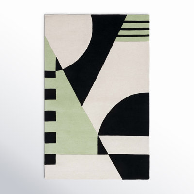 Hina Black Green Hand-Woven Rug