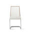 Ensemble de deux chaises d'appoint de salle à manger rembourrées en similicuir blanc et argent