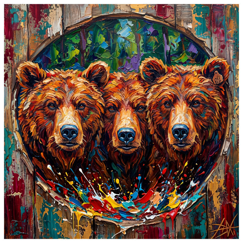 Three Brown Bears Double Sided Throw Pillows, 14 x 14 inches