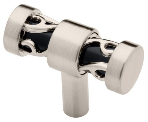 (5 Pack) Bar Knob, Satin Nickel/Black