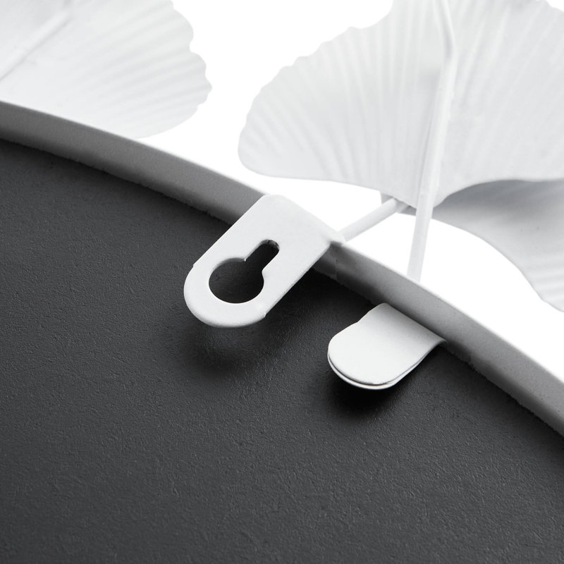 30.5"Eden Gingko Leaf Round Wall Mirror White