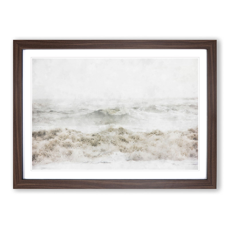 Sea Waves in Iceland - Picture Frame Painting Print, Walnut Framed, 45cm H x 63cm W x 2cm D