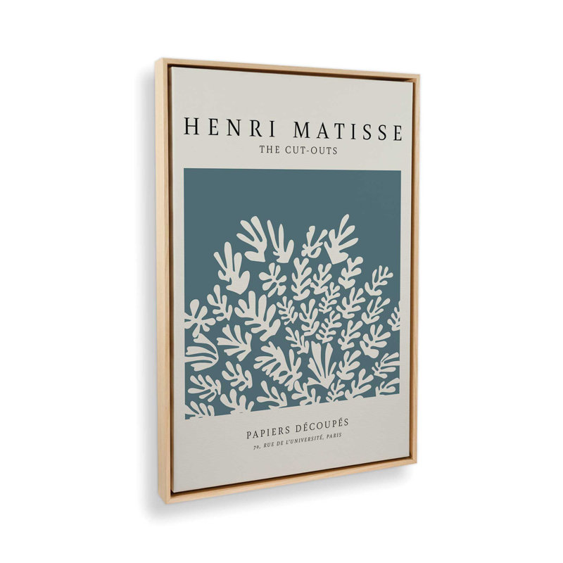 Matisse's La Gerbe en bleu minuit, Cadre américain en érable flottant, H 12,75 po x l 8,75 po x P 1,75 po