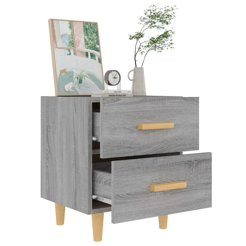 Jahleya 2 Drawer Bedside Table, Grey Sonoma