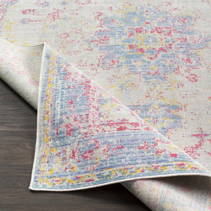 Tapis oriental rose / bleu Romina, Rectangle 2 pi x 3 pi