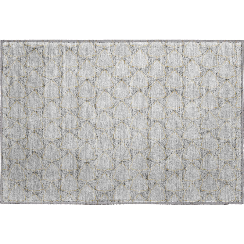 Premium Machine Washable Prisco Gray Rug, Rectangle 1'8" x 2'6"