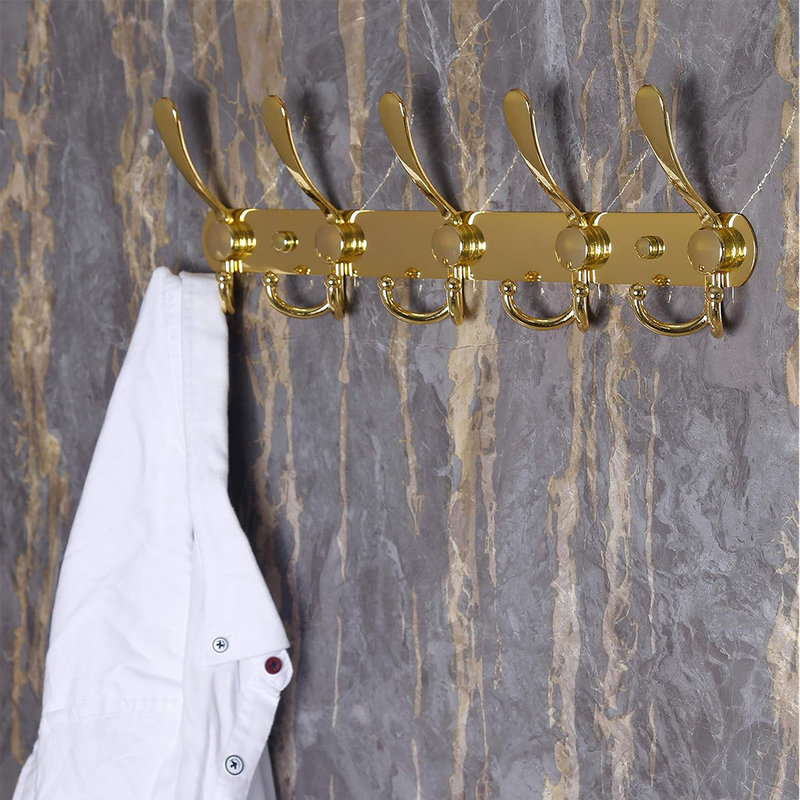 Gold Stainless Steel 5-Hook Wall Mounted Coat Rack
